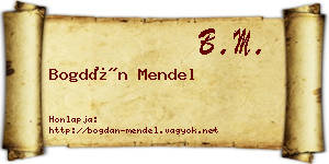 Bogdán Mendel névjegykártya